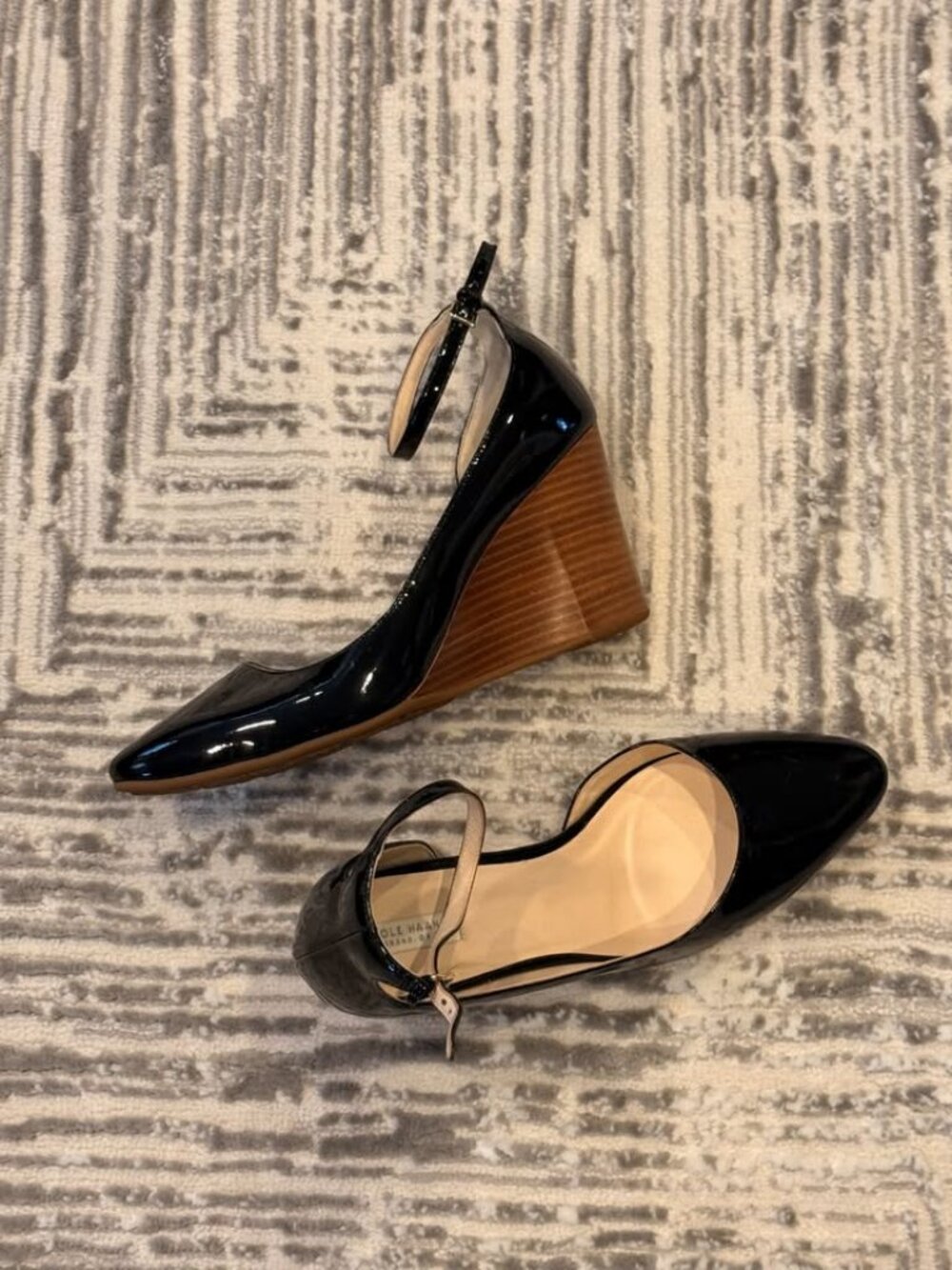 Cole Haan women's US size 9B Black Patent leather Wedge shoes